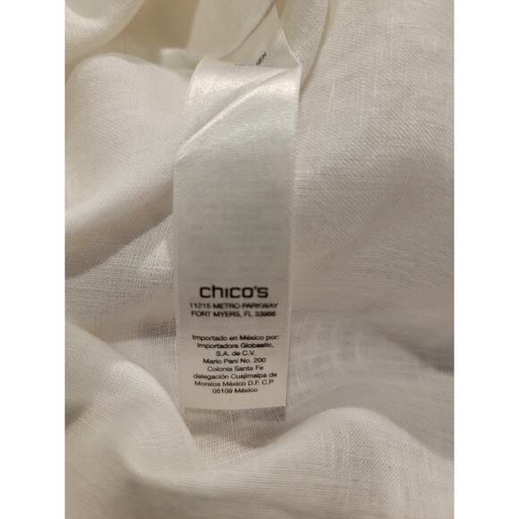 Chico's Linen Tunic White Sz 3 (XL) Women's Pullover Top Short Sleeve - Picture 5 of 12